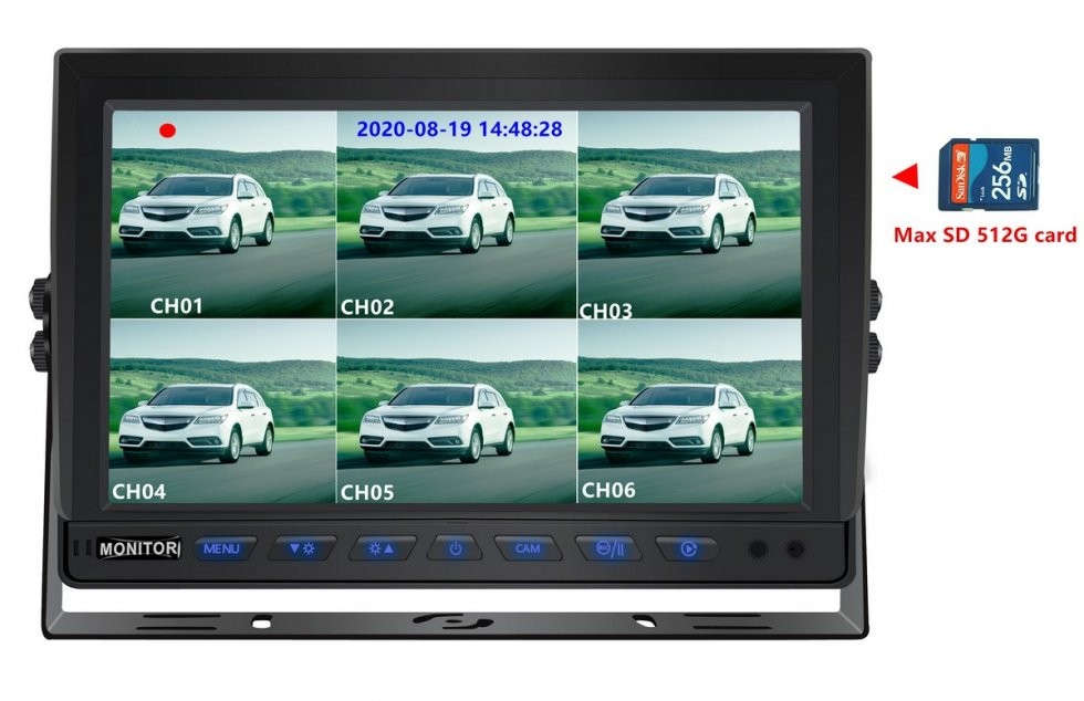 monitor pentru marșarier auto - card SD de până la 512 GB