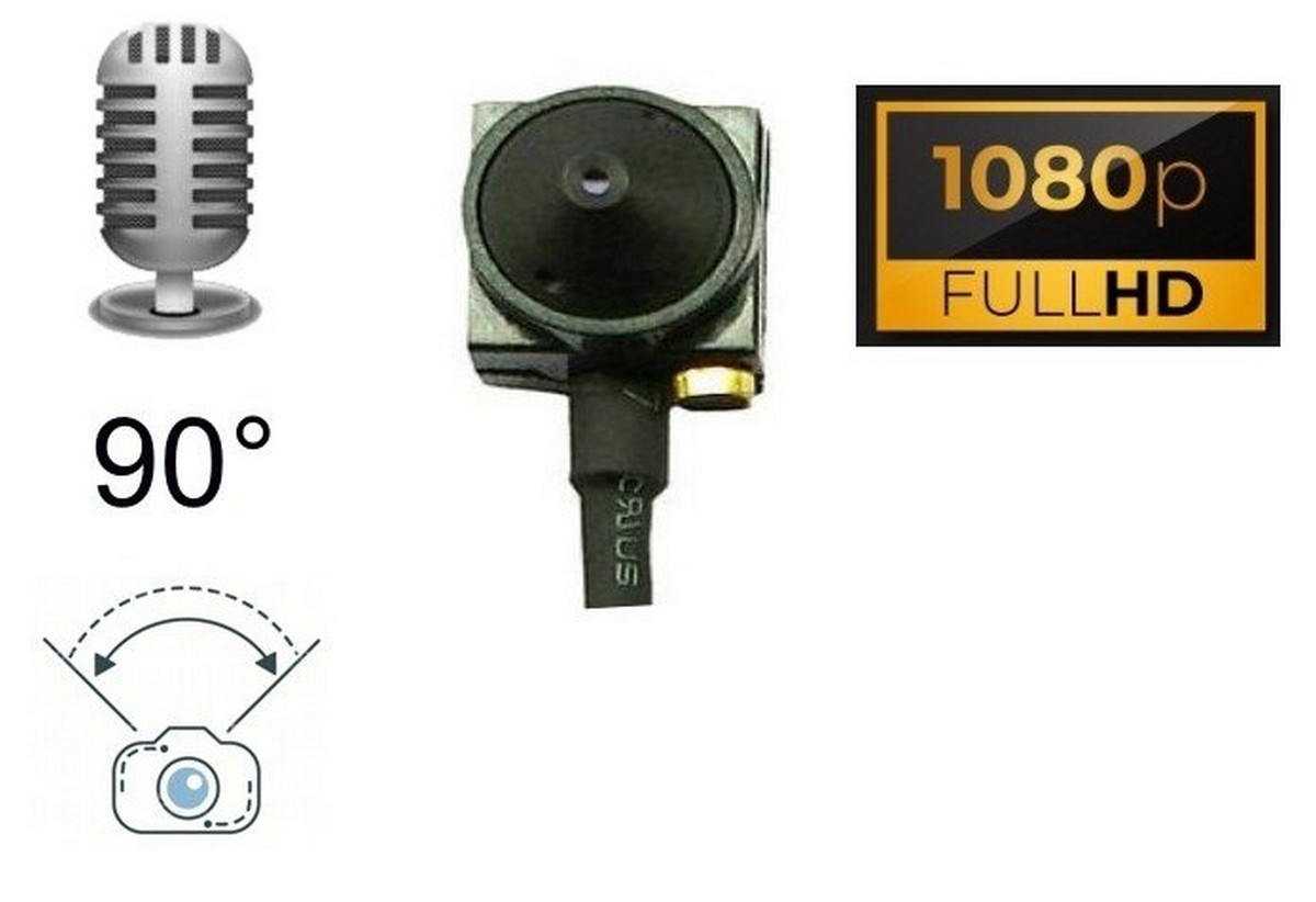 Cameră miniaturală FULL HD cu unghi de 90°, cu înregistrare audio