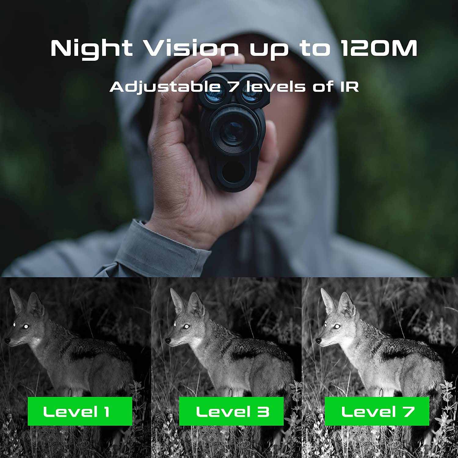 Monocular cu vedere pe timp de noapte până la 120 m noaptea + telemetru ZOOM 6x