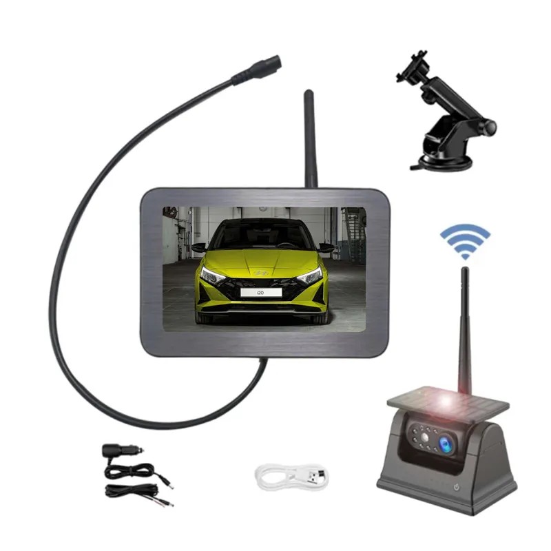 set de marșarier wireless monitor solar de 5" cu cameră