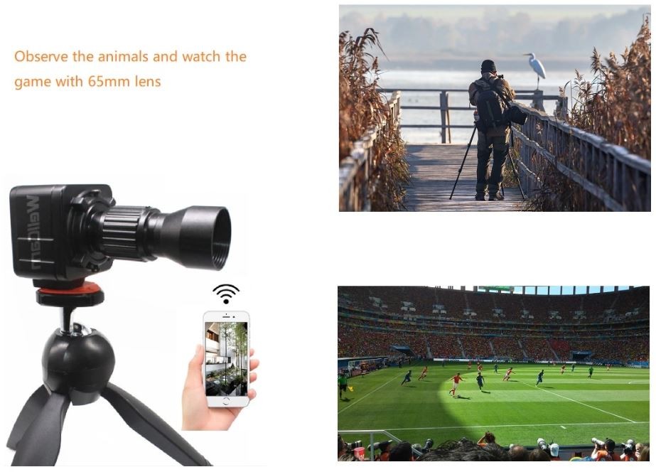 camera zoom cu trepied - transmisie live wifi prin smartphone