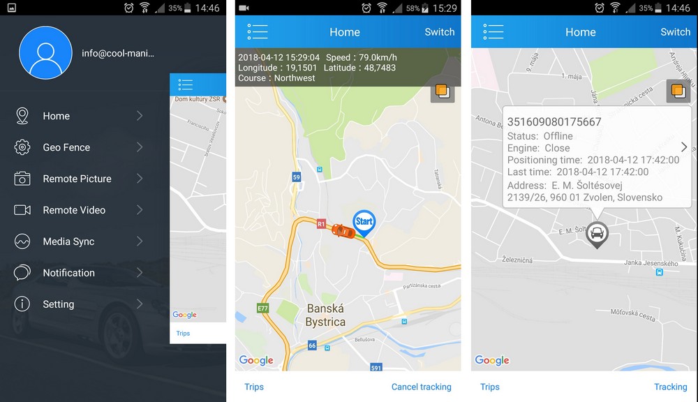 cameră wifi auto cu gps - urmărire live prin aplicație