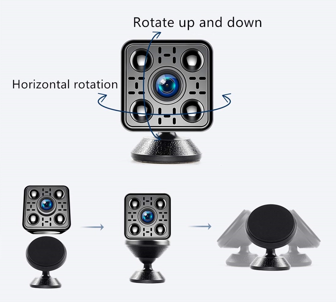 microcamera spion cu suport magnetic pivotant la 360°