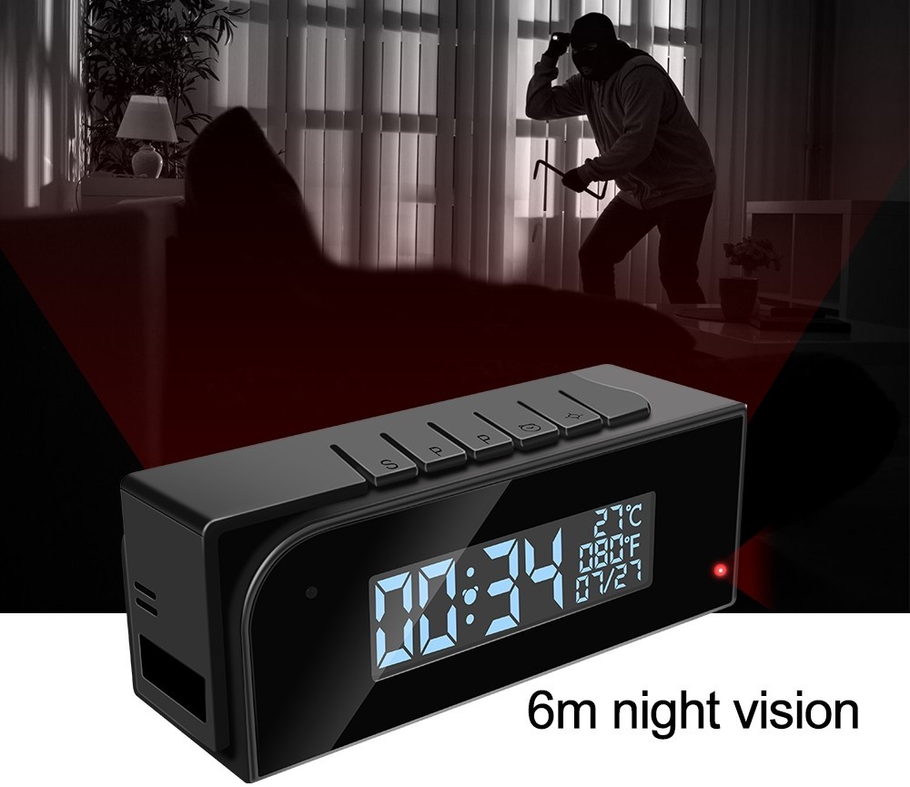 cameră wifi în ceasul cu alarmă - vedere pe timp de noapte și detectarea mișcării