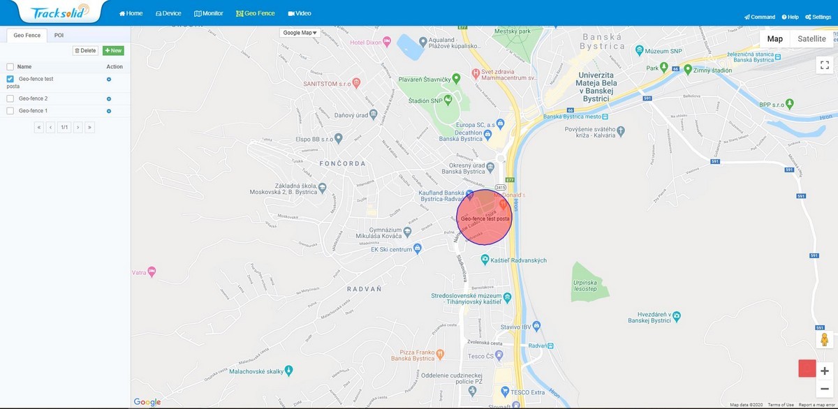 tracksolid - funcție geofence