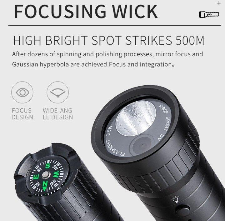 lanterna cu camera full hd spion + iluminare led