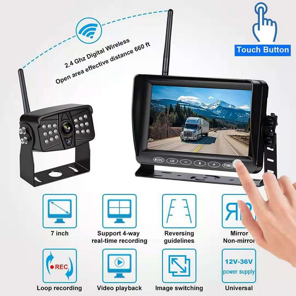 camera de parcare wireless cu monitor wireless (wifi)